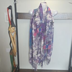 Artistic Graffiti Y2K Purple and White Scarf (🛍 6/$36)